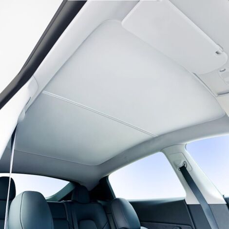 Parasol Tesla Model Y – Isolation thermique – Adsorption électrostatique – Protection UV – Installation facile (1/5)