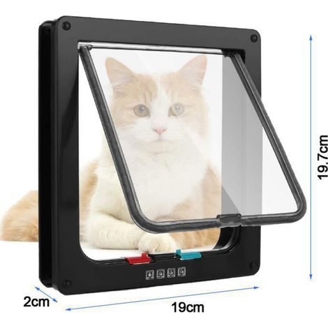 Chatière - Manuelle - Pour Chat - 20 x 19 cm - Noir - 1 Pièce (1/4)