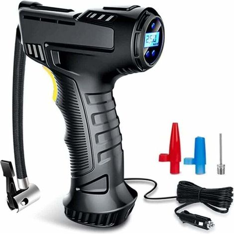 Compresseur d'air portable 12V DC – Gonfleur rapide 25 L/min – Écran LCD et lampe LED – Batterie 6000 mAh pour utilisation sans fil (1/5)