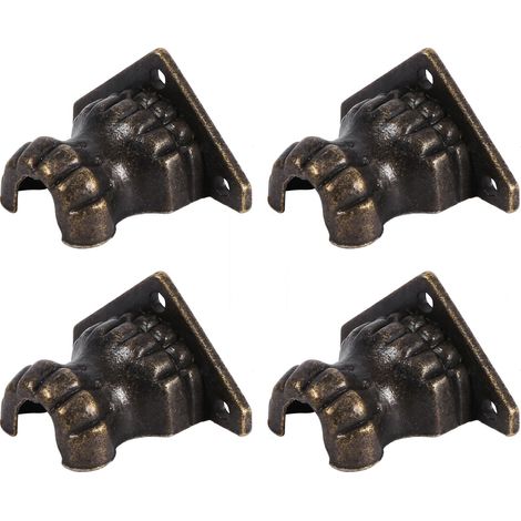 pièces de quincaillerie décorative en laiton antique pour coffre à bijoux ou boîte en bois, pieds et protections d'angle. (1/5)