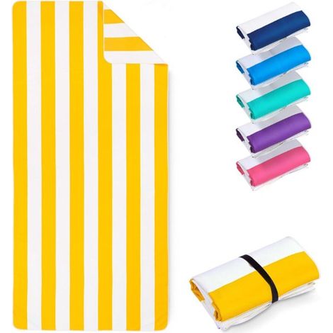 Toalla de playa de microfibra - Toalla de viaje XXL - 200x90cm - Toalla de microfibra 100% reciclada - Secado rápido - Amarillo limón (1/5)