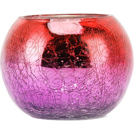 Progressiver rot-violetter Kerzenhalter aus galvanisiertem, rissigem Glas, Kerzenständer, Tischdekoration