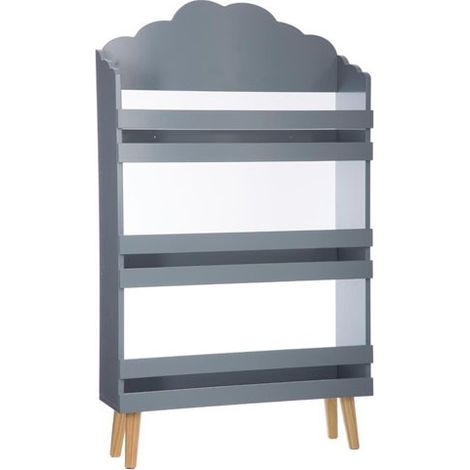 Atmosphera – Bibliothèque enfant en bois nuage gris – 3 étagères – Dimensions L. 58 x l. 18 x h. 100 cm – Design scandinave moderne