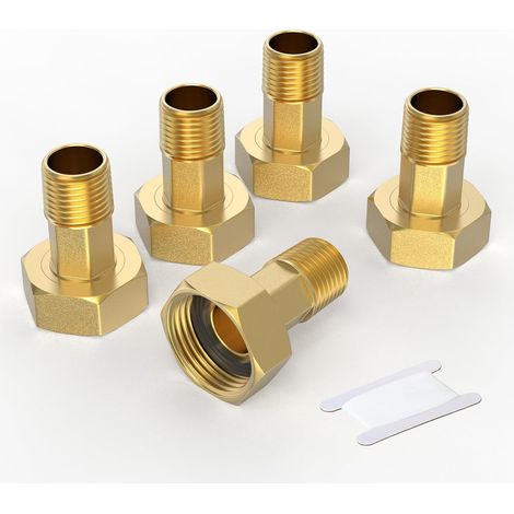 5 pièces Adaptateur en laiton pour compteur d’eau filet mâle 1/2 BSP vers filet femelle 3/4 BSP raccord droit plomberie pour circuits d’eau domestique (1/5)