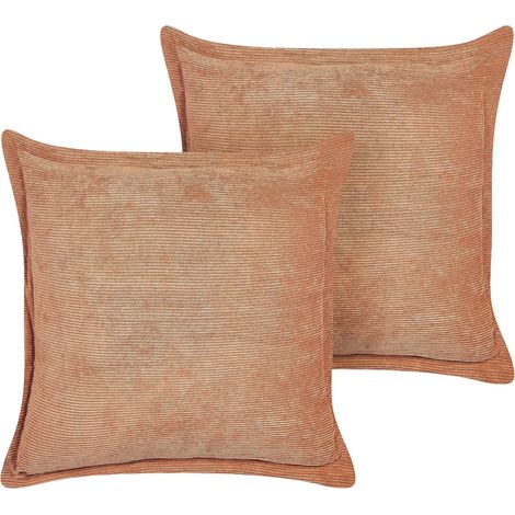 Set di 2 cuscini decorativi in velluto a coste arancione 43 x 43 cm Zinnia