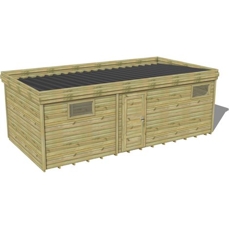 ABRI DE JARDIN bois traité 27mm, 7,4x3,4m, 25m2, Plancher (1/3)
