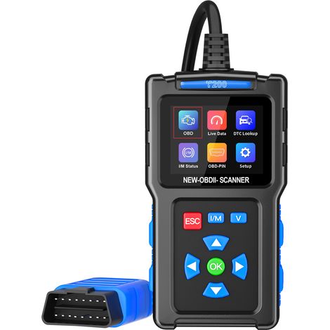 T200 Diagnosegerät – Multifunktionaler OBD2-Scanner für Motor und Batterie – Fahrzeugcodeleser mit Batterielasttest, Fehlererkennung/Löschung und Live-Datenanzeige – Kompatibel mit 8–30-V-Pkw – Alovez