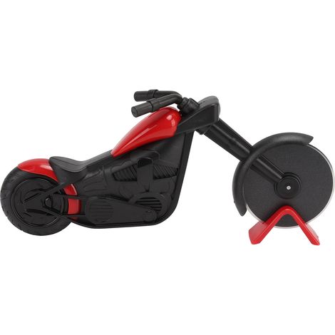 Pizzaschneider aus rotem Edelstahl im Motorrad-Stil für die heimische Küche. (1/5)