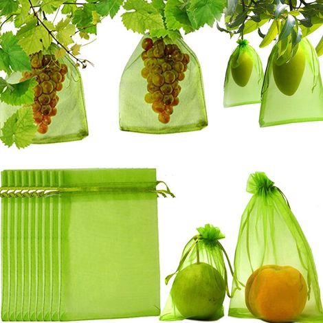 100 Pièces Sachet Protection Raisin, Jardin Plant Fruits Protection Sac, Cordon Filet Sac Insectes, Sac De Protection Fruits, Jardin Protéger Sacs pour Potéger Les Grappes Frelons Et des Oiseaux (1/5)