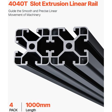 Lot de 4 barres aluminium 4040 1000mm profilé T européen noir rail linéaire anodisé pour imprimante 3D CNC gravure laser bricolage (1/5)