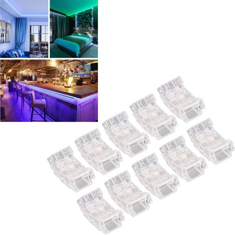 Connecteur pour ruban LED COB vers fil, adaptateur LED, connecteur transparent sans soudure 2 broches 8 mm pour ruban LED, connecteur pour éclairage sur rail sans espace (1/5)