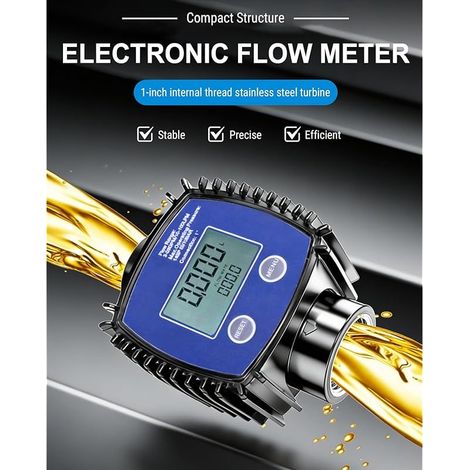 Débitmètre Eau Numérique 1″ avec Écran LCD, 5-120 L/Min Débitmètres à Turbine, pour l'eau, Le Diesel et Autres Liquides (1/5)