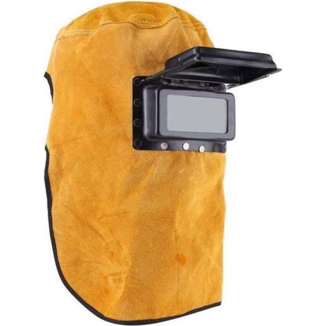 Casque De Soudage - Lentille Rabattable - Cuir De Vache Et Plastique - Hauteur 29 Cm - Objectif 9 X 4 Cm - Poids 410 G - Pour Soudeur Professionnel Ou Amateur - 1 Piece (1/4)