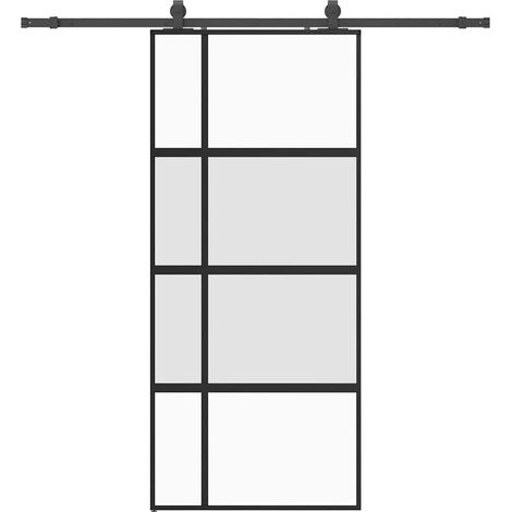 Maison Exclusive - Schiebetür mit Beschlag Schwarz 90x205 cm Hart