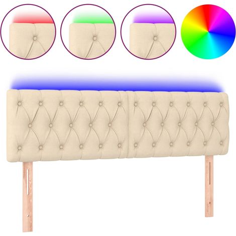 Maison Exclusive - Cabecero con LED de tela color crema 160x7x78/ (1/5)