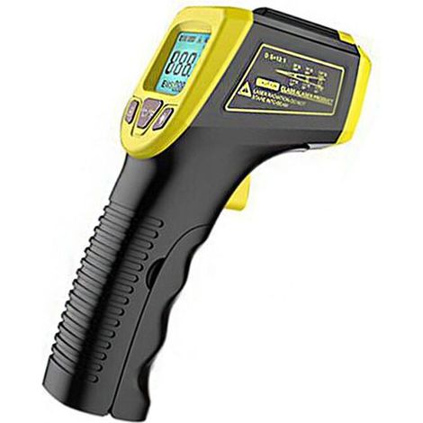 Termometro A Infrarossi Pistola Temperatura Laser Digitale Senza Contatto Da -58 °F A 1112 °F (Da -50 °C-600 °C) Con Schermo Lcd, Giallo (1/5)