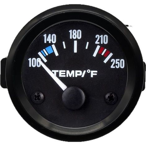 Wassertemperatur-Anzeige 52mm 12V – °F, Zeiger, schwarzes Zifferblatt (1/4)