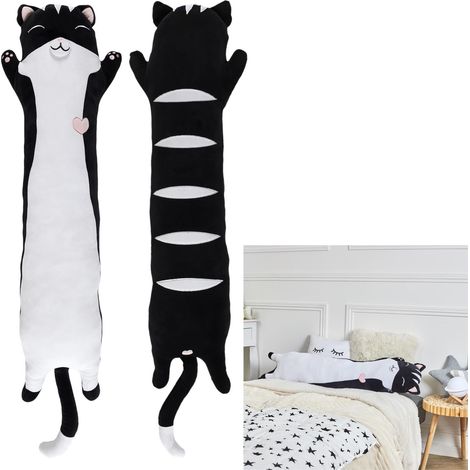 PELUCHE ALLONGEE CHAT NOIR KAWAII M6 (1/5)