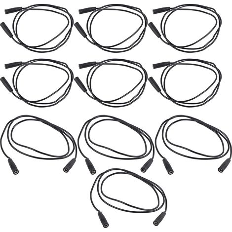10er-Set 4-mm-Bananenstecker-Prüfleitungen (weiblich auf weiblich), 0,75 mm² Verlängerungskabel J.70029 Schwarz (1/5)