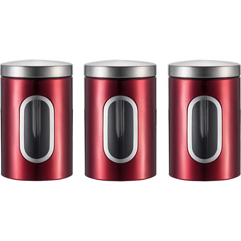 Lot de 3 Bocaux de Cuisine, Fenêtre Transparente, Acier Inoxydable, Joint Hermétique, Rangement Comptoir (1/5)