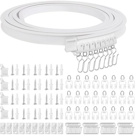 Flexible Curtain Rail Ceiling Mount Shower Curtain Rail System White (1/5)
