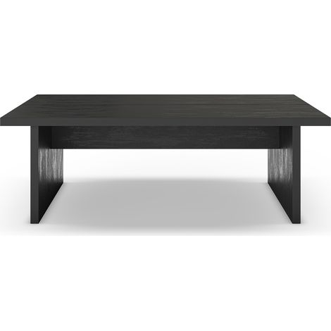 Table basse, table de salon rectangulaire aspect bois coloris noir - Longueur 120 x Profondeur 70 x Hauteur 40 cm (1/4)