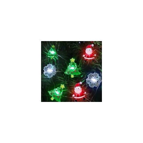 Luci di Natale, 3M 30 LED Albero di Natale Luci a stringa Fiocco di neve, Luci fatate, Babbo Natale, Decorazione natalizia per interni ed esterni Giardino Cortile Festa di Natale - Crezuo