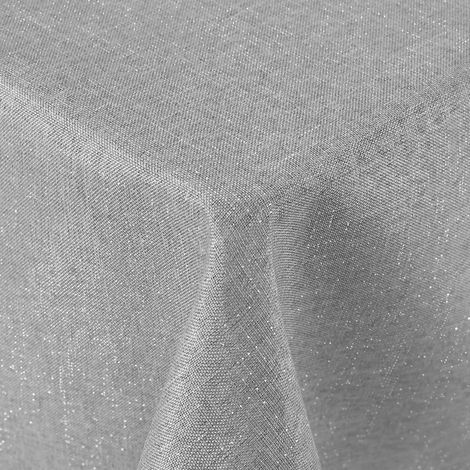 Glitzernde Leinentischdecke 140x180 cm, abwaschbar, wasserabweisend, grau