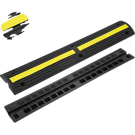 Rampa de seguridad de caucho resistente, 100 cm x 15 cm x 3,1 cm, capacidad de carga 8.164 kg, tamaño del canal 3 cm x 2 cm, juego de 4 (1/5)