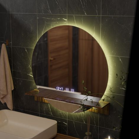Miroir LED Desembuage Horloge et Temperature 60x60 (1/5)