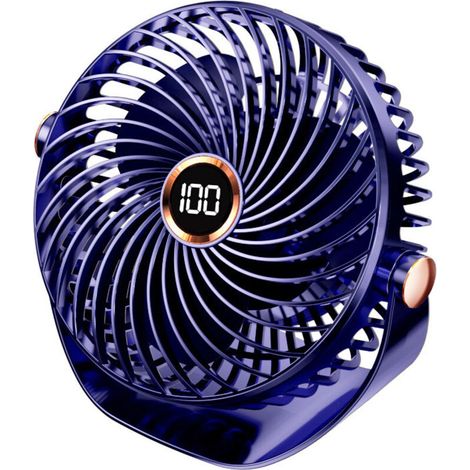 Ventilateur silencieux, ventilateur USB à 5 vitesses, mini ventilateur portable rechargeable, ventilateur de bureau réglable à 360°, petit ventilateur de bureau pour chambre, cuisine, voyage