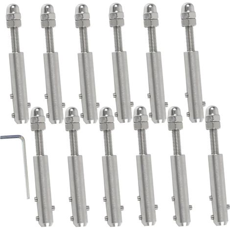 Terminal pour Câble Métallique pour Câble Métallique 4 mm-12 Pièces et clé en L-Tendeur de câble (1/5)