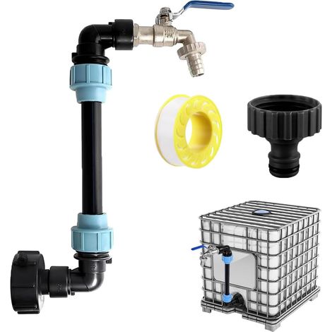 Robinet IBC Col de Cygne de Cuve,Adaptateur IBC avec Col de Cygne en Laiton, Robinet d'Arrêt S60 x 6 3/4" pour Réservoir d'eau de Pluie 1000 L,Remplissage Pratique de l'arrosoir (1/5)