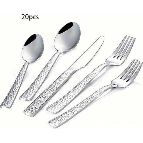 (Service de table argenté) Service de table en acier inoxydable de haute qualité, avec poignées carrées spéciales. (1/5)