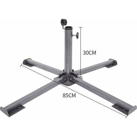 Pied de Parasol - Support de Parasol en Fer Pliable et Réglable Portable à Quatre Pieds - Support de Parasol pour Jardin, Camping - 85 x 85 x 30 cm