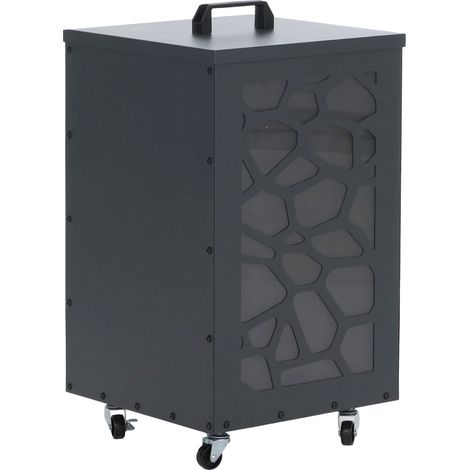 [NON UTILIZZATO] Contenitore per pellet nido ape HHG-260 stoccaggio pellet, con setaccio filtro e rotelle 64x36x36cm, antracite (1/5)