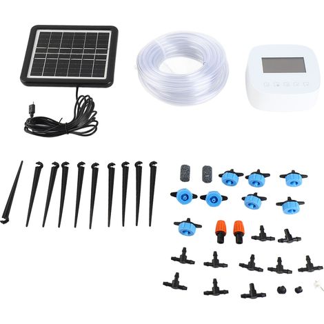 Système d'arrosage automatique double pompe WiFi commande vocale écran LCD programmable batterie rechargeable panneau solaire pour plantes (1/4)