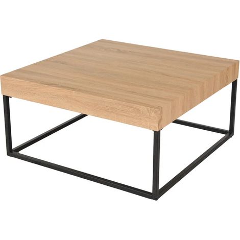Table basse carrée 80 x 80 cm décor chêne et pieds métal – BILLIE (1/5)