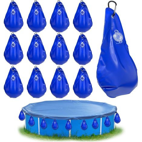 12 Pièces Sacs d'eau Lourds pour Couverture de Piscine,PVC Epais Sac de Suspension de Bâche de Piscine Etanche,Réutiliser Sac de Remplissage,pour Bâche de Piscine Hors Sol Antigel en Hiver (1/5)