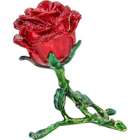 Boîte à bijoux en métal en forme de rose, objet décoratif créatif, artisanat en métal coulé, cadeau.