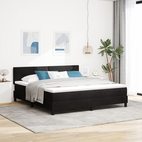 vidaXL Box Spring Bed with Mattress & LED Black 180x200 cm Velvet (1/5)