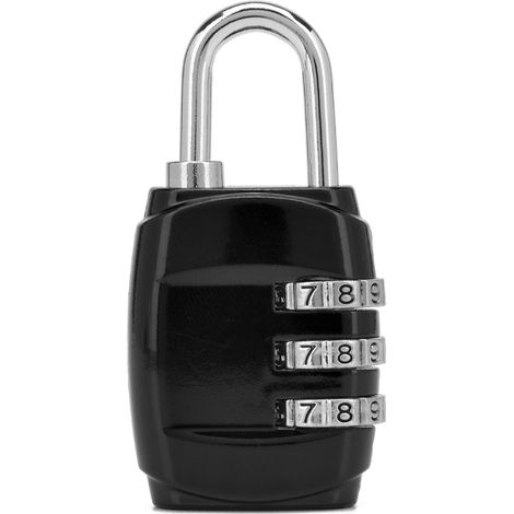 Cadenas à combinaison pour bagages avec corps en alliage, cadenas de sécurité pour valises et sacs (2 pièces, argent + noir) (1/5)
