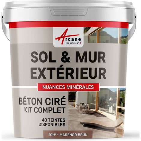 BETON CIRÉ: KIT KUNSTHARZ-BETONBESCHICHTUNG FÜR DRAUSSEN - Böden, Wände, Terrassen, Balkone, Treppen - Marengo-Braun - kit 10 m2 (2 couches)