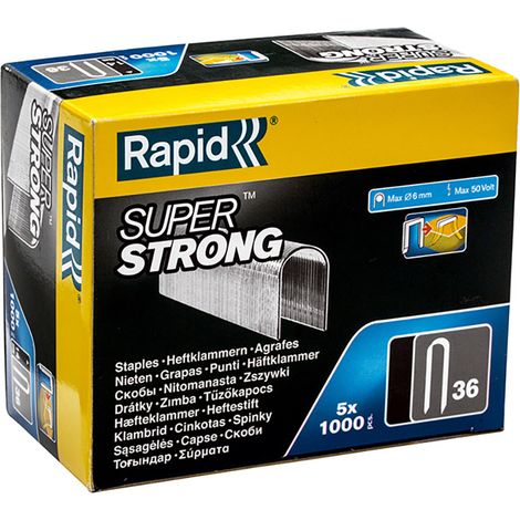 RAPID R36 Cable Staples 36/14 DP 14mm Leg Galvanised Steel Box 5 x 1000
