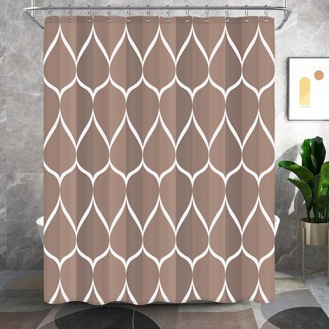 Rideau de douche en tissu imperméable et polyester Séchage rapide Résistant Pour salle de bain Résistant et lavable Café 183 x 183 cm Avec 12 crochets métalliques (1/5)