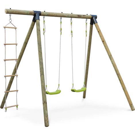 sweeek - MISTRAL Holzspielplatz mit 2 Schaukeln und Seilleiter (1/5)