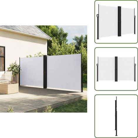 The Living Store Auvent latéral rétractable blanc 160x1000 cm - Parasol - Écran D'intimité - Brise Vue - Auvent Lateral - Protection Solaire