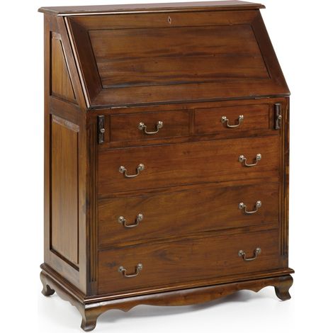 Commode bureau en bois d'acajou marron Castle 90cm (1/4)