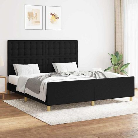Cadre de lit sans matelas noir 160x200 cm tissu (1/5)