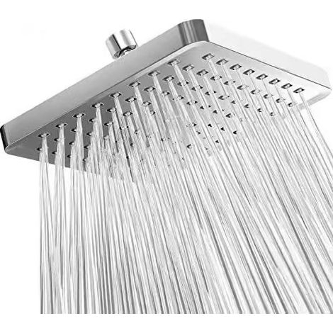 Pomme de Douche Anti Calcaire, Tête de Douche en Acier Inoxydable,Pommeau de douche à effet luie, 6 inch (1/4)